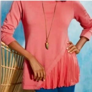 Soft Surroundings Elevate Sweatshirt Top French Terry Lagenlook Ruffle SP